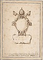 Papal Cartouche, Carl Frederick Adelcrantz Swedish, Pen and brown ink, brush and brown wash over traces of black chalk; beige and black framing lines