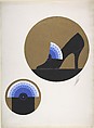 Black Pump with Blue Fan for Delman's Shoes, New York, Erté (Romain de Tirtoff) (French (born Russia), St. Petersburg 1892–1990 Paris), Gouache