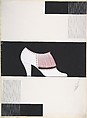 White High-Vamp Pump with Red and White Fringe for Delman's Shoes, New York, Erté (Romain de Tirtoff) (French (born Russia), St. Petersburg 1892–1990 Paris), Gouache