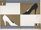 Black and White Pump with Zigzag Profile for Delman's Shoes, New York, Erté (Romain de Tirtoff) (French (born Russia), St. Petersburg 1892–1990 Paris), Gouache