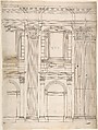 St. Peter's, apse, partial elevation (recto) blank (verso), Drawn by Anonymous, French, 16th century, Dark brown ink, black chalk, and incised lines
