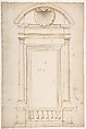 Palazzo Senatorio, window, elevation (recto) Palazzo Senatorio, window, plan; section (verso), Drawn by Anonymous, French, 16th century, Dark brown ink, black chalk, and incised lines