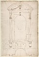 St. Peter's, apse, exterior niche details (recto) St Peter's, apse, exterior niche elevation and profile of scrolled console, elevation of column shaft (verso), Drawn by Anonymous, French, 16th century, Dark brown ink, black chalk, and incised lines