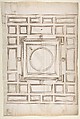 Unidentified, ceiling plan (recto) Palazzo Farnese, ceiling plan (verso), Drawn by Anonymous, French, 16th century, Dark brown ink, black chalk, and incised lines