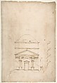 S. Andrea via Flaminia, elevation (recto) blank (verso), Drawn by Anonymous, French, 16th century, Dark brown ink, black chalk, and incised lines