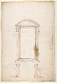 San Lorenzo, Library, Ricetto, portal to Ricetto, elevation; plan (recto) San Lorenzo, Library, Ricetto, portal to Ricetto, section; details (verso), Drawn by Anonymous, French, 16th century, Dark brown ink, black chalk, and incised lines