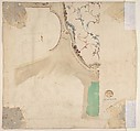 Design for Ceiling, Workshop of Leonardo Marini (Italian, Piedmontese documented ca. 1730–after 1797), Brush with brown, yellow, and red watercolor over leadpoint or graphite, with ruled and compass construction
