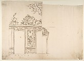 Design for Door, Workshop of Leonardo Marini (Italian, Piedmontese documented ca. 1730–after 1797), Pen and brown ink, over graphite or leadpoint, with ruled and compass construction