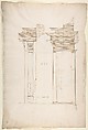 San Lorenzo, Library, portal, section (recto) San Lorenzo, Library, Ricetto, portal, elevation (verso), Drawn by Anonymous, French, 16th century, Dark brown ink, black chalk, and incised lines