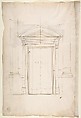 San Lorenzo, Library, portal, section (recto) San Lorenzo, Library, Ricetto, portal, elevation (verso), Drawn by Anonymous, French, 16th century, Dark brown ink, black chalk, and incised lines