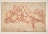 Study of Figures from Michelangelo's Last Judgment, Sistine Chapel, Michelangelo Buonarroti Italian, Red chalk