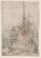 Design for the Corner of a Decorated Ceiling, Circle of (?) Agostino (Stanzani) Mitelli (Italian, Battidizzo (Bologna) 1609–1660 Madrid), Pen and brown ink, black and red chalk