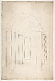 Perspective study of an Arched Colonnade, Anonymous, French, 16th century French, Black chalk, pen and brown ink, brush and brown wash