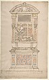 Design for a Man's Tomb, Anonymous, French, 16th century French, Black chalk, pen and brown ink, watercolor