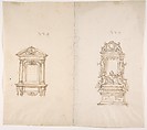 Two Designs for Memorial Tablets, Anonymous, French, 16th century French, Black chalk, pen and brown ink, brush and brown wash