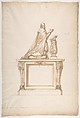 Design for a Man's Tomb, Anonymous, French, 16th century French, Black chalk, pen and brown ink, brush and brown wash