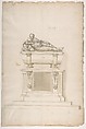 Design for a Man's Tomb, Anonymous, French, 16th century French, Black chalk, pen and brown ink, brush and brown wash