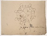 Unidentified, plan (recto) blank (verso), Drawn by Anonymous, French, 16th century, Dark brown ink, black chalk, and incised lines