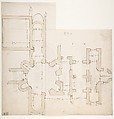 S. Giovanni Laterano, Centocelle, plan (recto) S. Giovanni Laterano, Centocelle, section (verso), Drawn by Anonymous, French, 16th century, Dark brown ink, black chalk, and incised lines