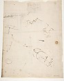 S. Costanza, drum, interior, elevation; column shafts, profiles; narthex, section; stair, detail plan (recto) stair, plans; window, elevation (verso), Drawn by Anonymous, French, 16th century, Dark brown ink, black chalk, and incised lines