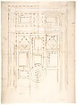 Unidentified, funerary altar, plan and elevations (recto) S. Giovanni Laterano, Oratorio della Santa Croce, paneling, elevation (verso), Drawn by Anonymous, French, 16th century, Dark brown ink, black chalk, and incised lines