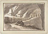 Design for a Stage Set (recto); Architectural Design (verso), Francesco Navone (Italian, died 1804), Pen and brown ink, brush and brown wash over black chalk (recto); pen and brown ink over black chalk (verso)