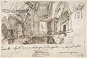 Design for a Stage Set (recto); Architectural Design (verso), Francesco Navone (Italian, died 1804), Pen and brown ink, brush and brown wash over black chalk (recto); pen and brown ink over black chalk (verso)