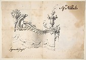 Design for a Canopy (recto).  Design for an Armchair (verso), Giovanni Battista Natali III (Italian, Pontremoli, Tuscany 1698–1765 Naples), Pen and ink, brush and gray wash