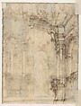 Design for a Stage Set (recto); Fragmentary Sketch of a Stage Set in Elevation (verso), Giovanni Battista Natali III (Italian, Pontremoli, Tuscany 1698–1765 Naples), Pen and brown ink, brush with brown and gray wash (recto); pen and brown ink (verso)
