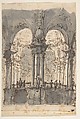 Design for Stage Set, Attributed to Giovanni Battista Natali III (Italian, Pontremoli, Tuscany 1698–1765 Naples), Pen and brown ink, brush and gray wash