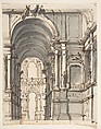 Design for Stage Set, Attributed to Giovanni Battista Natali III (Italian, Pontremoli, Tuscany 1698–1765 Naples), Pen and brown ink, brush and gray wash