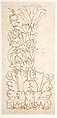 Ornamental drawings (recto) blank (verso), Drawn by Anonymous, French, 16th century, Dark brown ink, black chalk, and incised lines