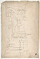 Temple of Minerva, elevation of cornice (recto) Temple of Minerva, elevation of capital and base (verso), Drawn by Anonymous, French, 16th century, Dark brown ink, black chalk, and incised lines