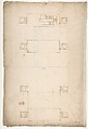 Forum of Nerva, colonnade, profiles of attic and entablature, architrave and column detail (recto) Arch of Constantine, plan (verso), Drawn by Anonymous, French, 16th century, Dark brown ink, black chalk, and incised lines