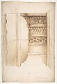 Unidentified, Ionic capital, elevation (recto) blank (verso), Drawn by Anonymous, French, 16th century, Dark brown ink, black chalk, and incised lines