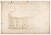 Unidentified, Ionic capital, elevation (recto) blank (verso), Drawn by Anonymous, French, 16th century, Dark brown ink, black chalk, and incised lines