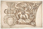 Arch of Septimius Severus, panel, elevation (recto) blank (verso), Drawn by Anonymous, French, 16th century, Dark brown ink, black chalk, and incised lines