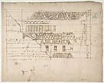 Arch of Camigliano, cornice, elevation in profile, ornamental detailing (recto) Unidentified, Doric capital; Arch of Camigliano, cornice, profile, sketch (verso), Drawn by Anonymous, French, 16th century, Dark brown ink, black chalk, and incised lines