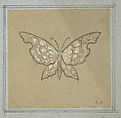 Drawing from a Group of Designs for Silver and Jewelry by Various Artists, Jacques-Charles-François-Marie Froment-Meurice French, Gouache and gilt over graphite framed in graphite border