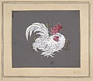Design of a rooster from the Workshop of Froment-Meurice, Jacques-Charles-François-Marie Froment-Meurice French, Gouache and gilt over graphite