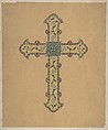 Design for a cross from the workshop of Froment-Meurice, Jacques-Charles-François-Marie Froment-Meurice French, Gouache and gilt over graphite