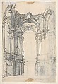 Design for Stage Set, Attributed to Giovanni Battista Natali III (Italian, Pontremoli, Tuscany 1698–1765 Naples), Pen and brown ink, brush and gray wash