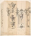 Design for a Portable Screen, Giovanni Battista Natali III  Italian, Pen and brown ink, brush and gray wash, over traces of graphite or black chalk