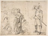 Sheet with Figure Studies (double sided), Pietro Novelli, called Il Monrealese (Italian, Monreale 1603–1647 Palermo), Pen and brown ink