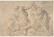 The Discovery of Romulus and Remus (recto); Three Ancient Soldiers (verso), Paolo Pagani (Italian, Castello Valsolda 1661–1716 Milan), Pen and brown ink, brush and brown wash, on brownish paper