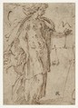 Justice Holding Scales, Parmigianino (Girolamo Francesco Maria Mazzola) (Italian, Parma 1503–1540 Casalmaggiore), Pen and brown ink