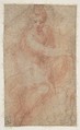 Seated Goddess Diana (recto); Studies of a Nude Male Torso Seen from the Rear, and a leg (verso), Parmigianino (Girolamo Francesco Maria Mazzola) (Italian, Parma 1503–1540 Casalmaggiore), Red chalk