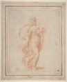 The Virgin Walking to the Right Carrying the Christ Child, Parmigianino (Girolamo Francesco Maria Mazzola) (Italian, Parma 1503–1540 Casalmaggiore), Red chalk, over stylus sketch