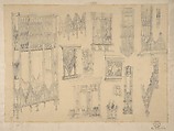 Studies of church facades from the Workshop of Froment-Meurice; verso, design for building facades, Workshop of Jacques-Charles-François-Marie Froment-Meurice (French, 1864–1948), Graphite