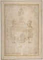 Design for a Wall Tomb or Monument (Recto); Smaller Variant Version with Half Length Madonna & Child on Crescent Moon (Verso), Attributed to Giovanni Francesco Penni (Italian, Florence ca. 1496–after 1528 Naples), Pen and brown ink